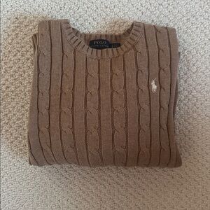 Polo by Ralph Lauren women’s Tan Cable Knit Crewneck Sweater